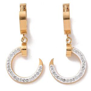 NWOT Golden Crystal Crescent Moon Sparkly Huggie Dangle Hoop Earrings M&M 2/$20